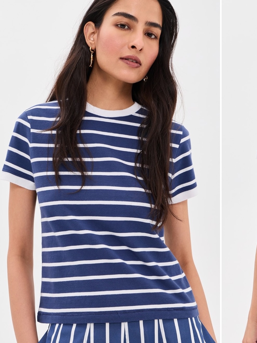 Madewell Allday Stripe Crewneck Baby Tee Navy & White